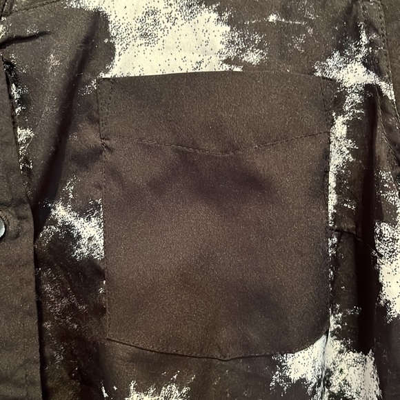 Triple five soul paint splatter black and white sheer blouse - Picture 2 of 4